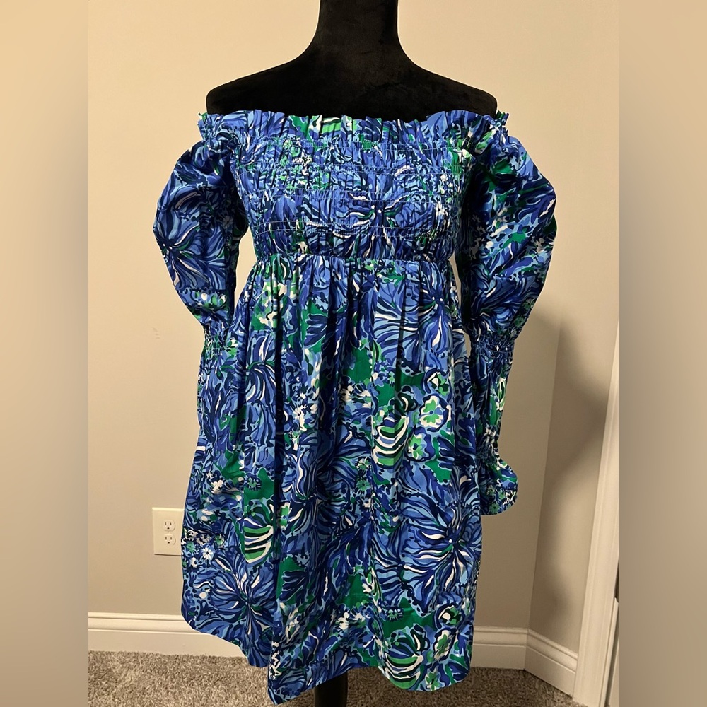 Lilly Pulitzer Blue and Green Patterned Dress